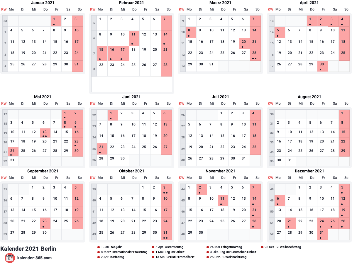 Vorschau des Kalenders