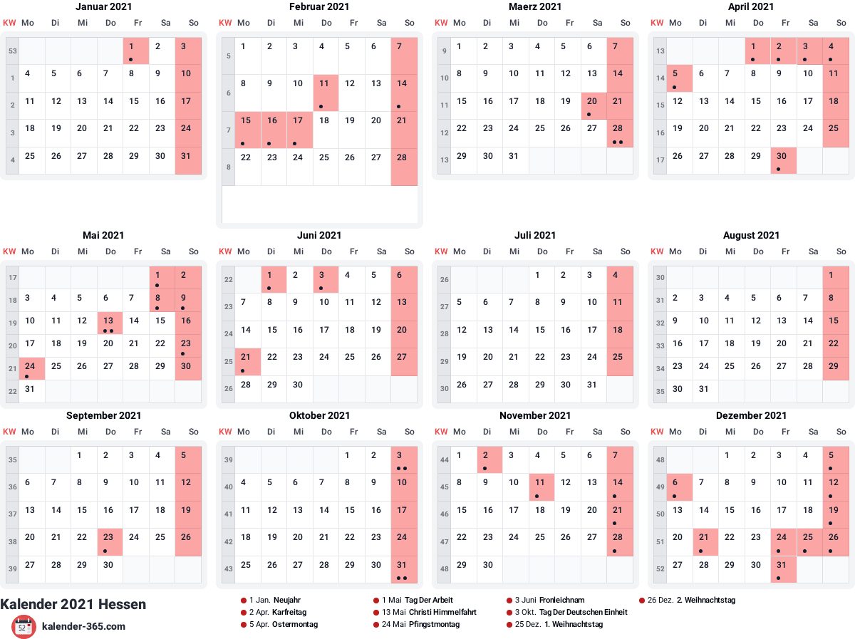 Vorschau des Kalenders
