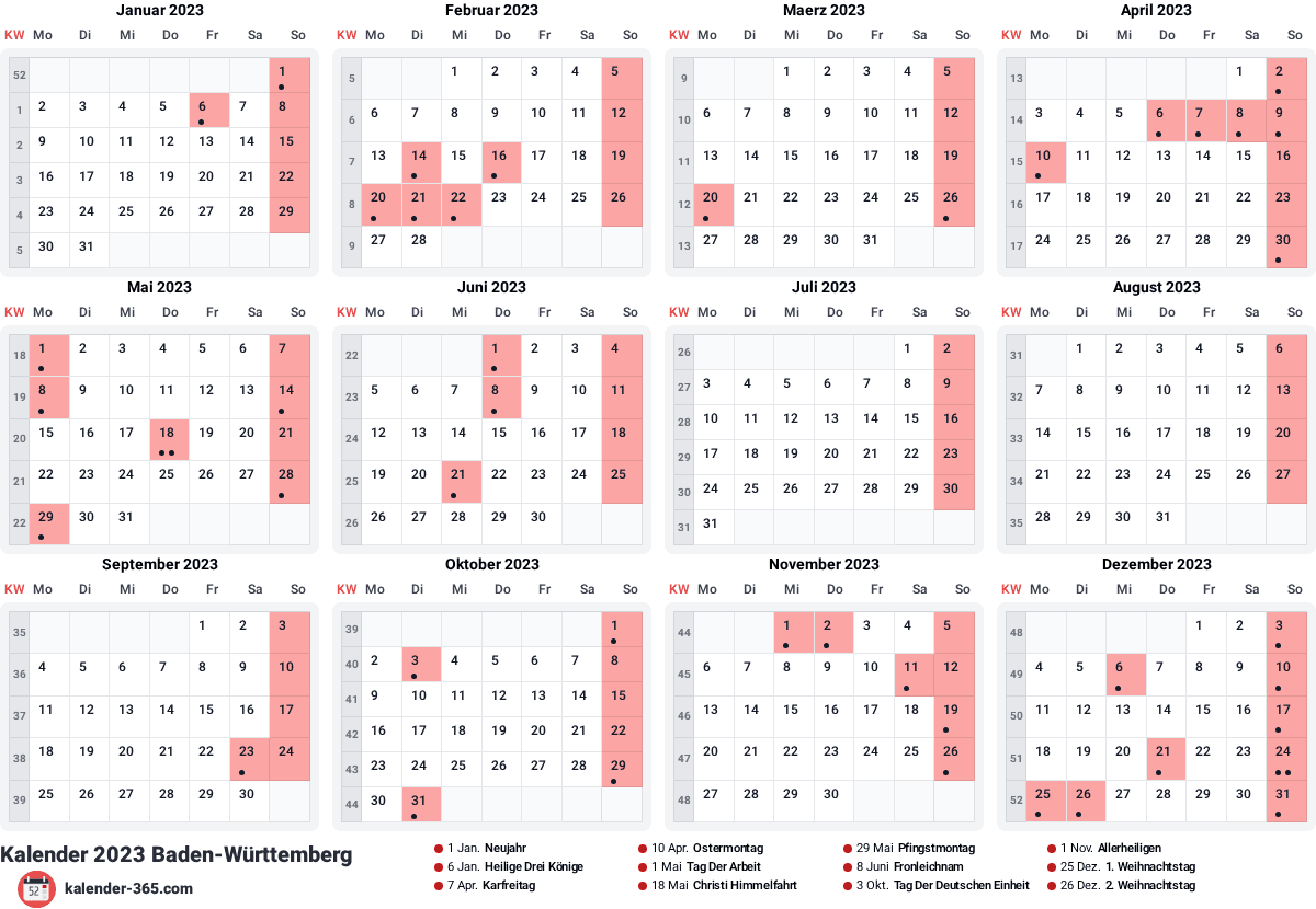 Vorschau des Kalenders