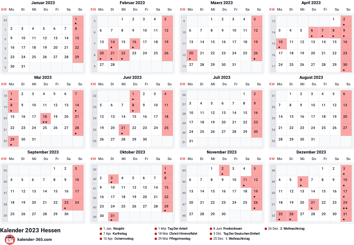 Vorschau des Kalenders