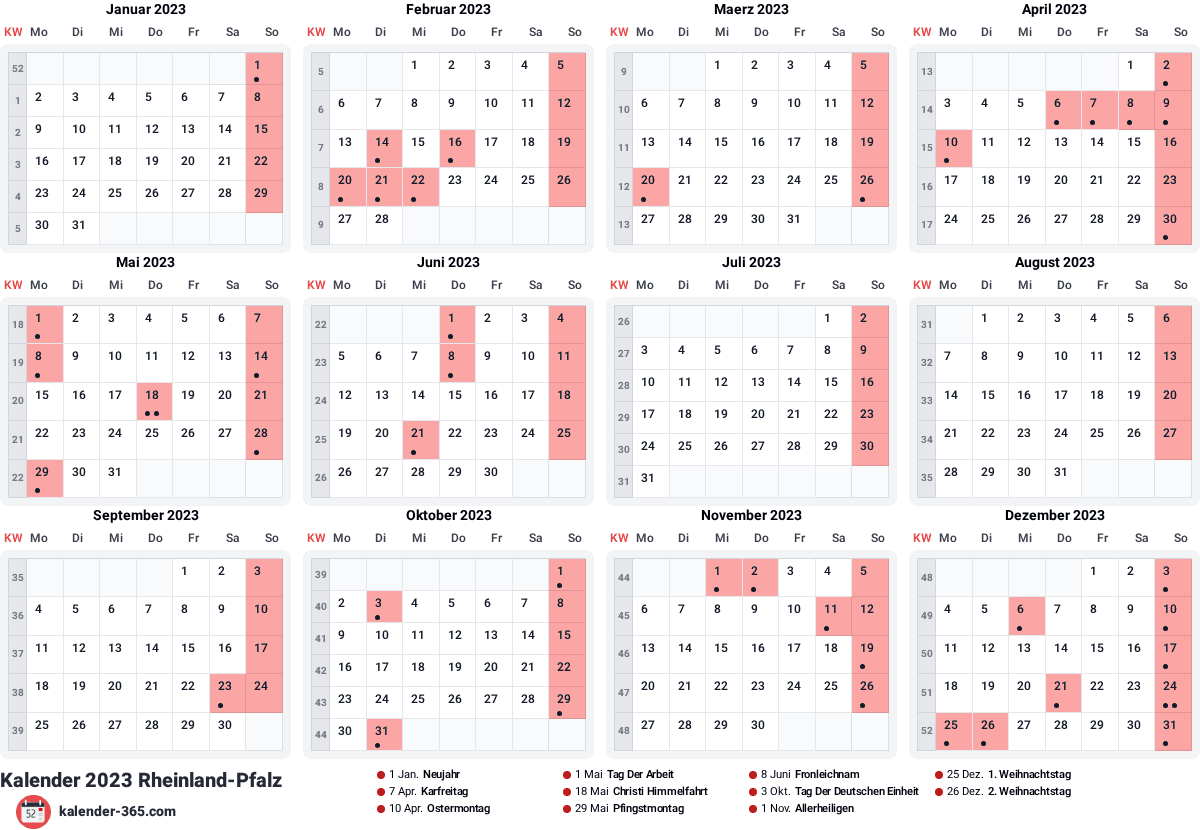 Vorschau des Kalenders