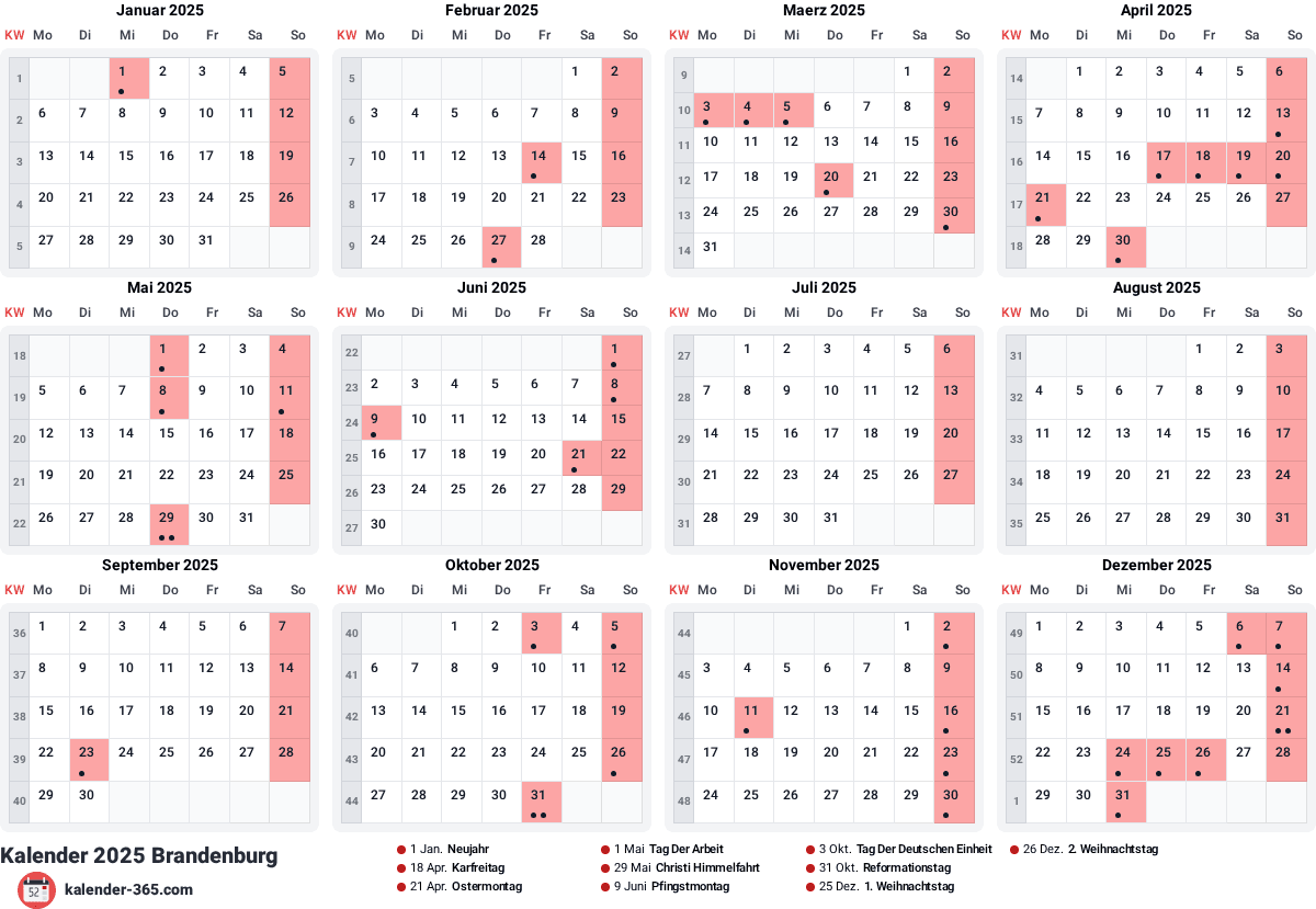 Vorschau des Kalenders