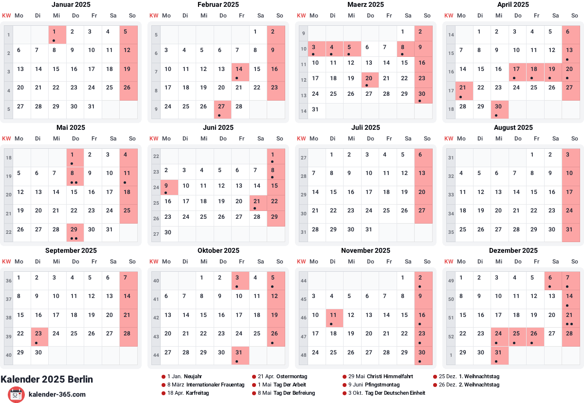 Vorschau des Kalenders