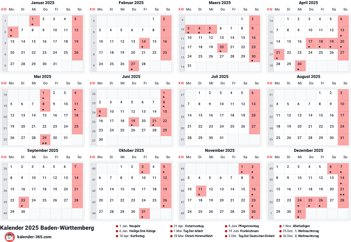 Vorschau des Kalenders