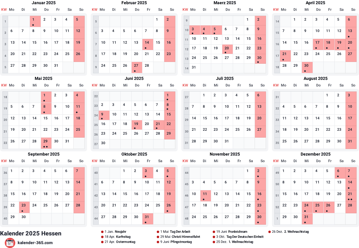 Vorschau des Kalenders