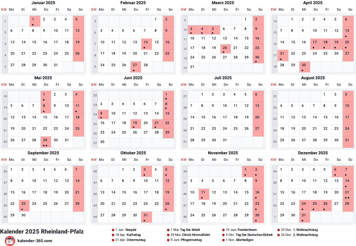 Vorschau des Kalenders
