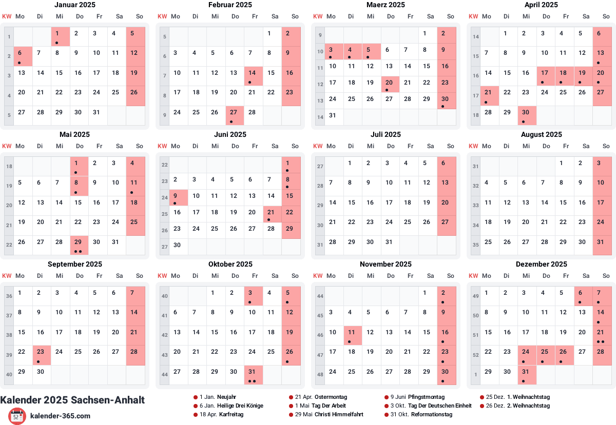 Vorschau des Kalenders