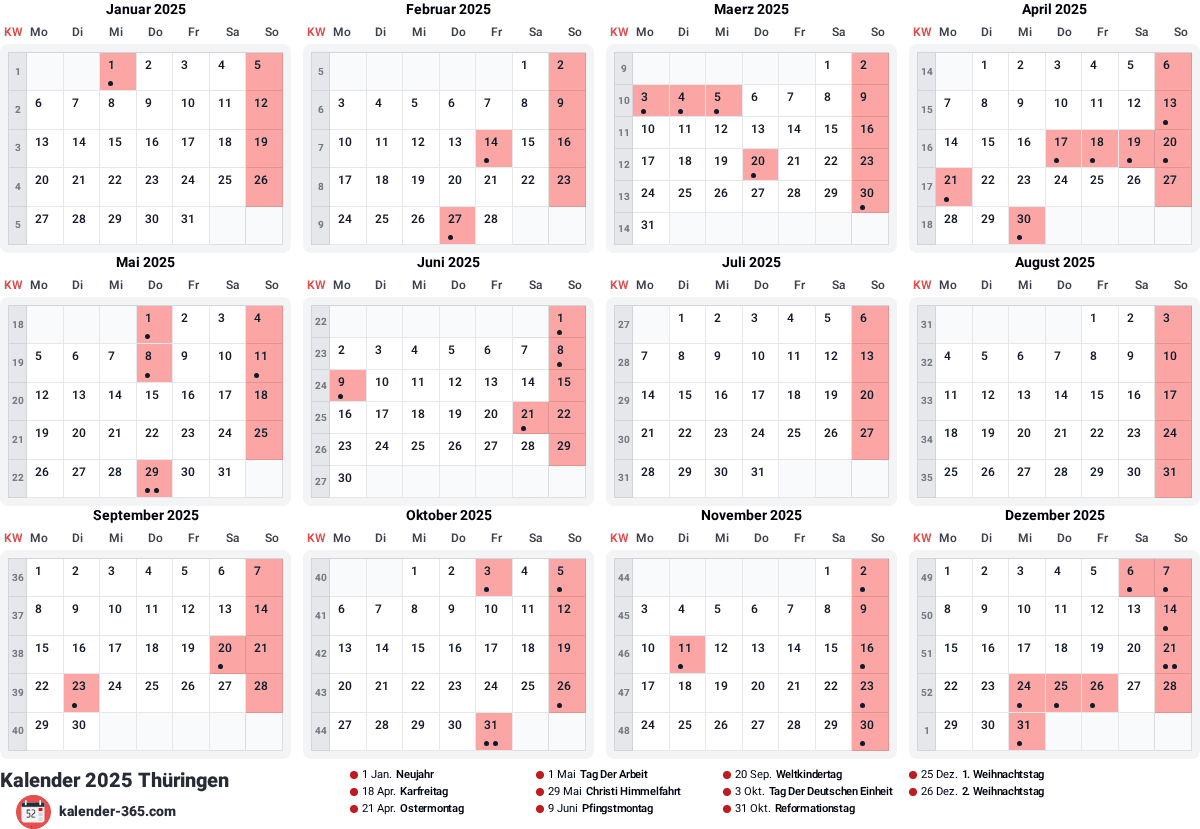 Vorschau des Kalenders