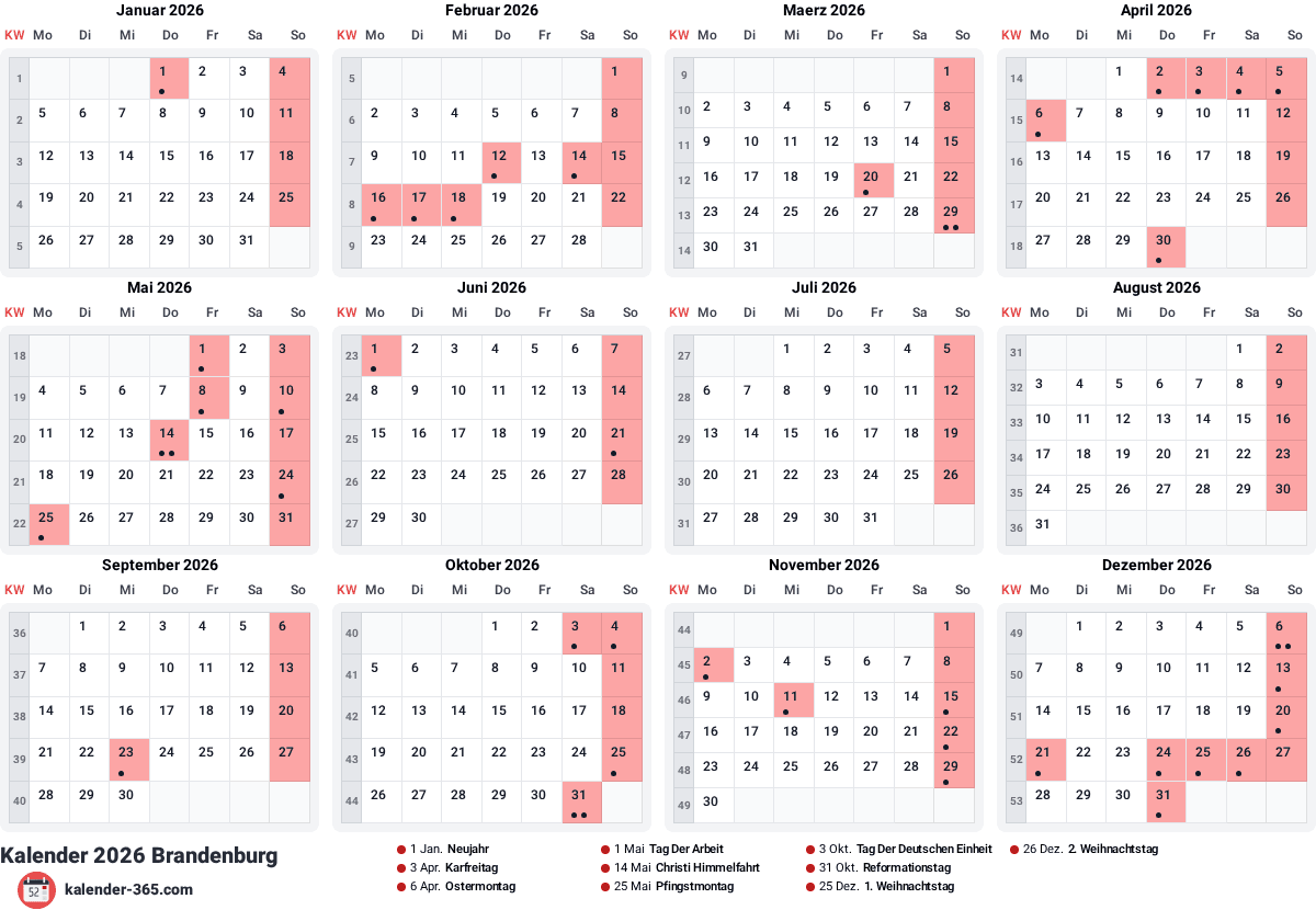 Vorschau des Kalenders