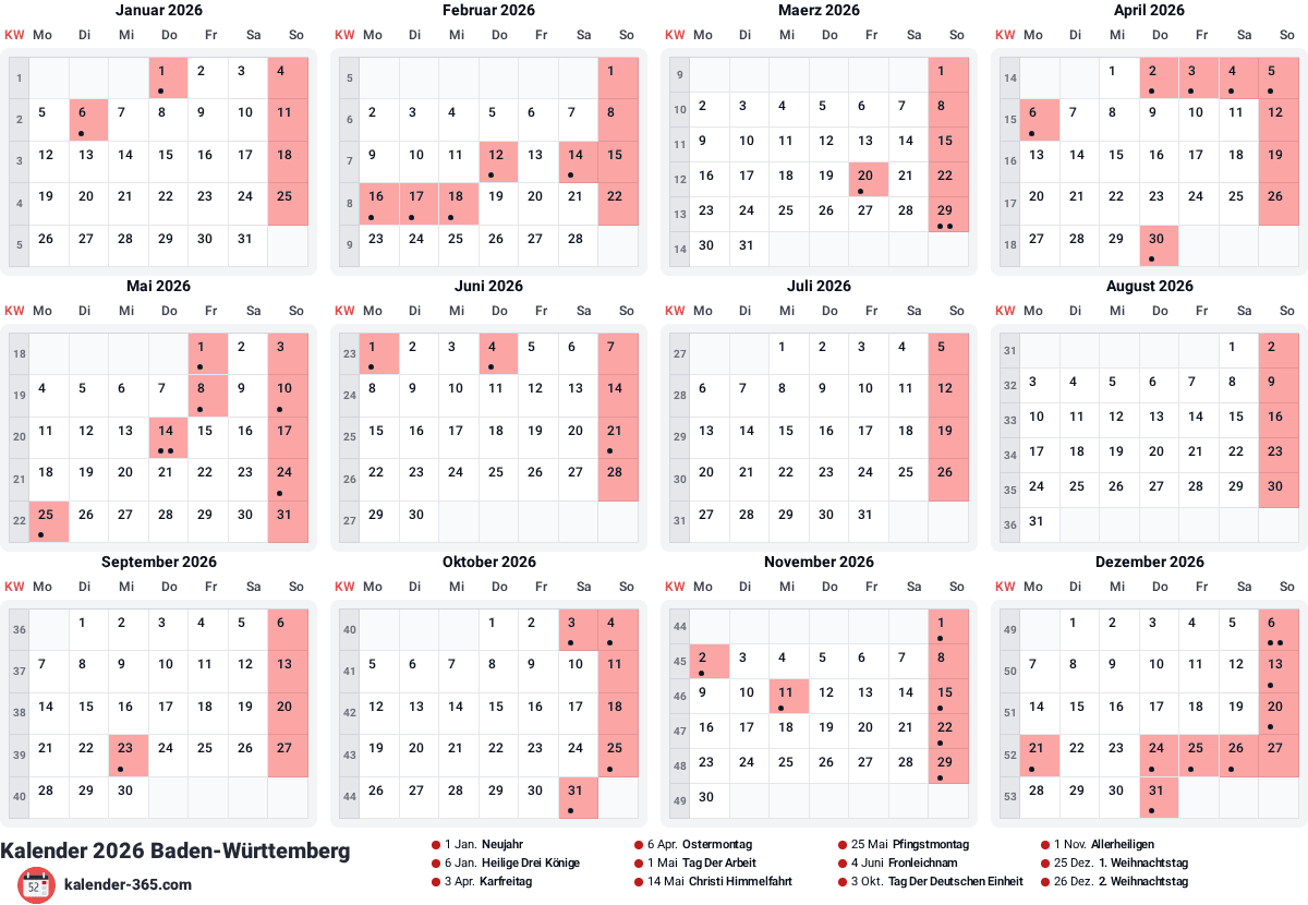Vorschau des Kalenders