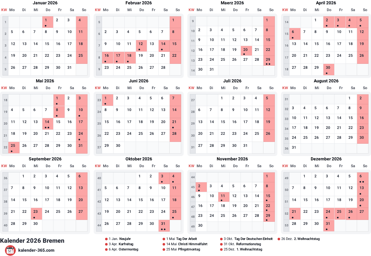 Vorschau des Kalenders