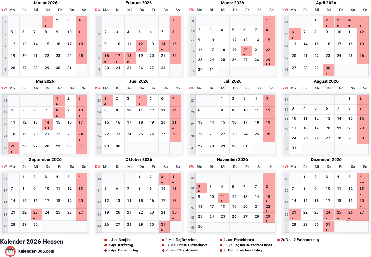 Vorschau des Kalenders