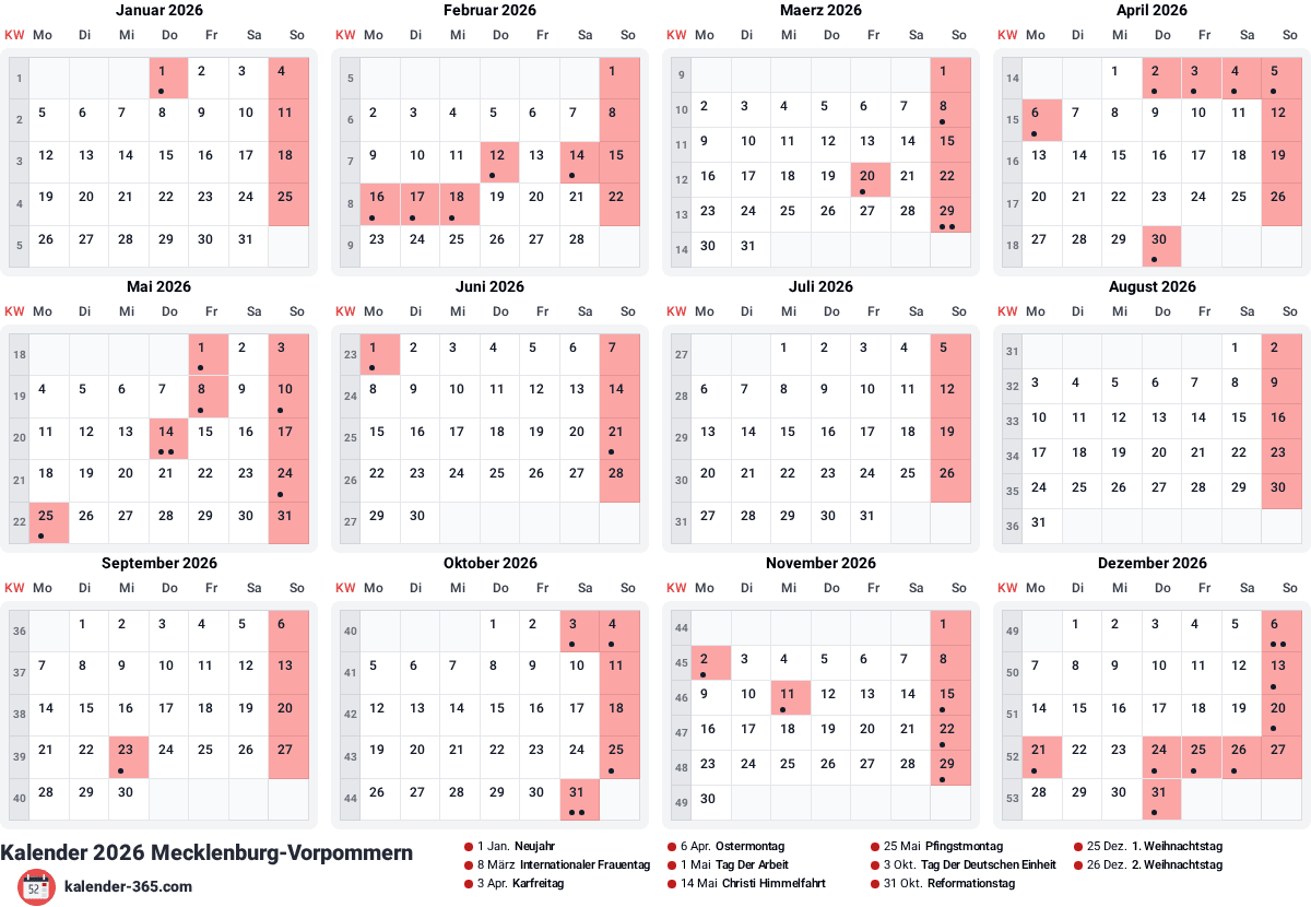 Vorschau des Kalenders