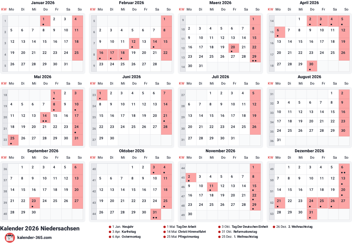 Vorschau des Kalenders