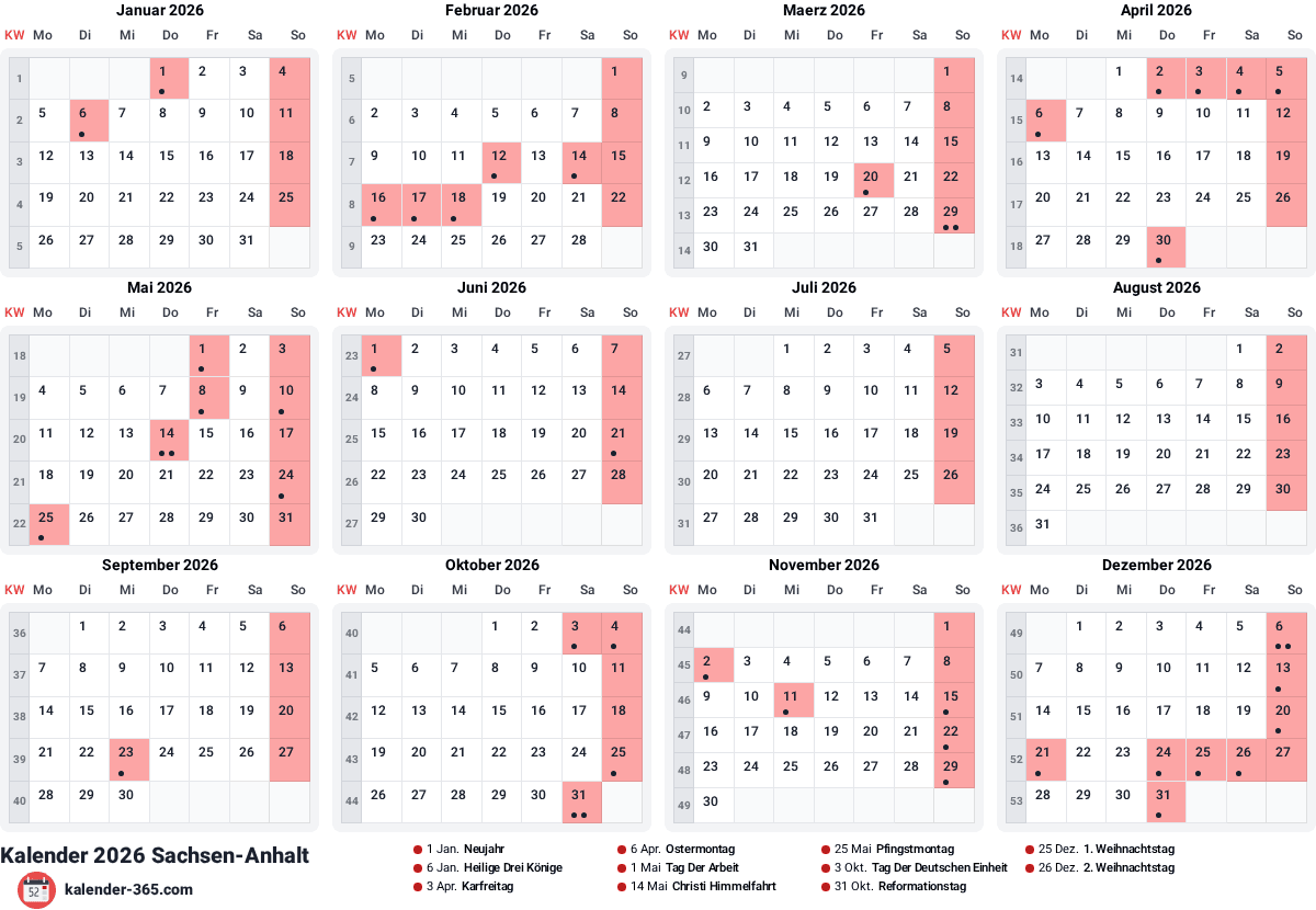 Vorschau des Kalenders