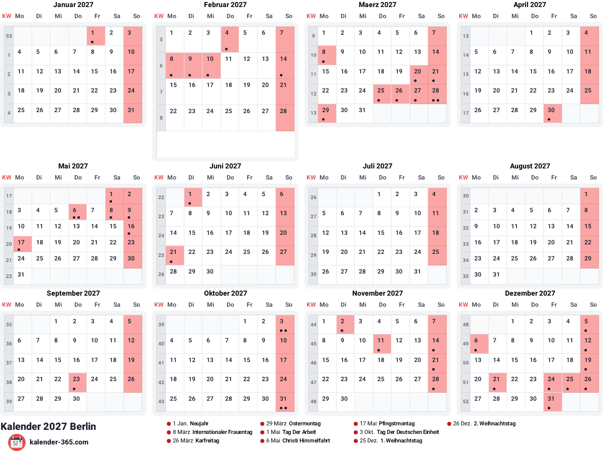 Vorschau des Kalenders