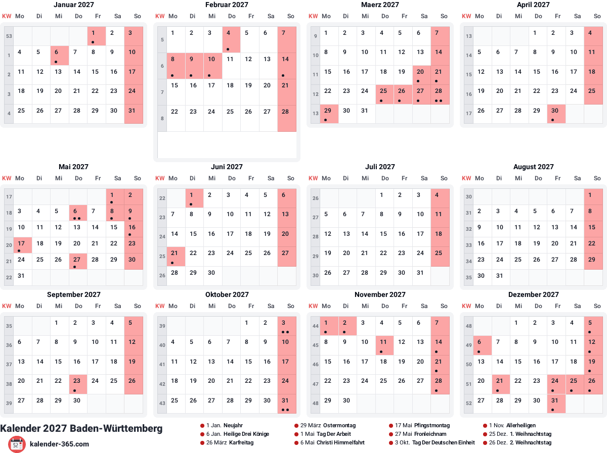 Vorschau des Kalenders