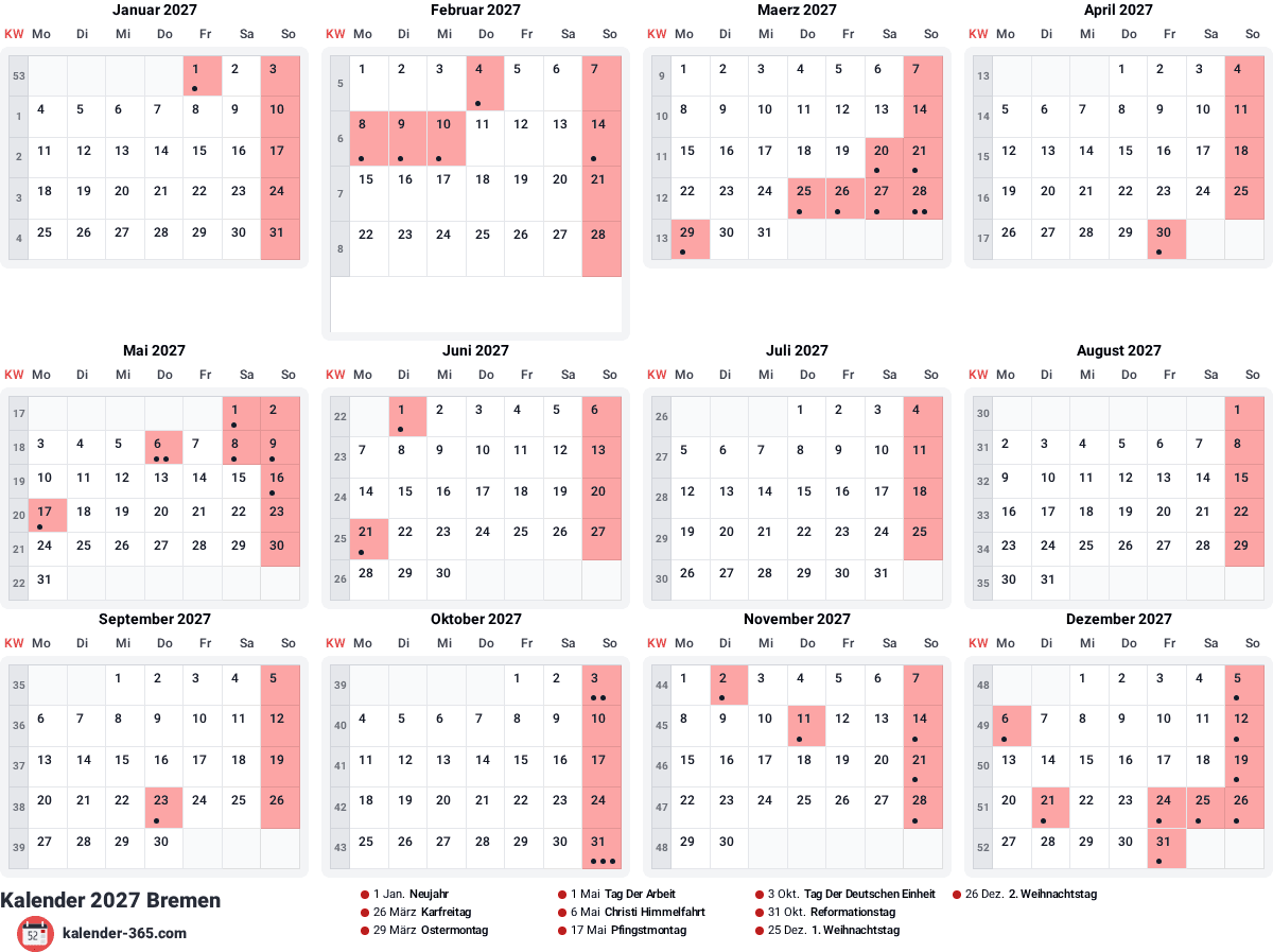 Vorschau des Kalenders