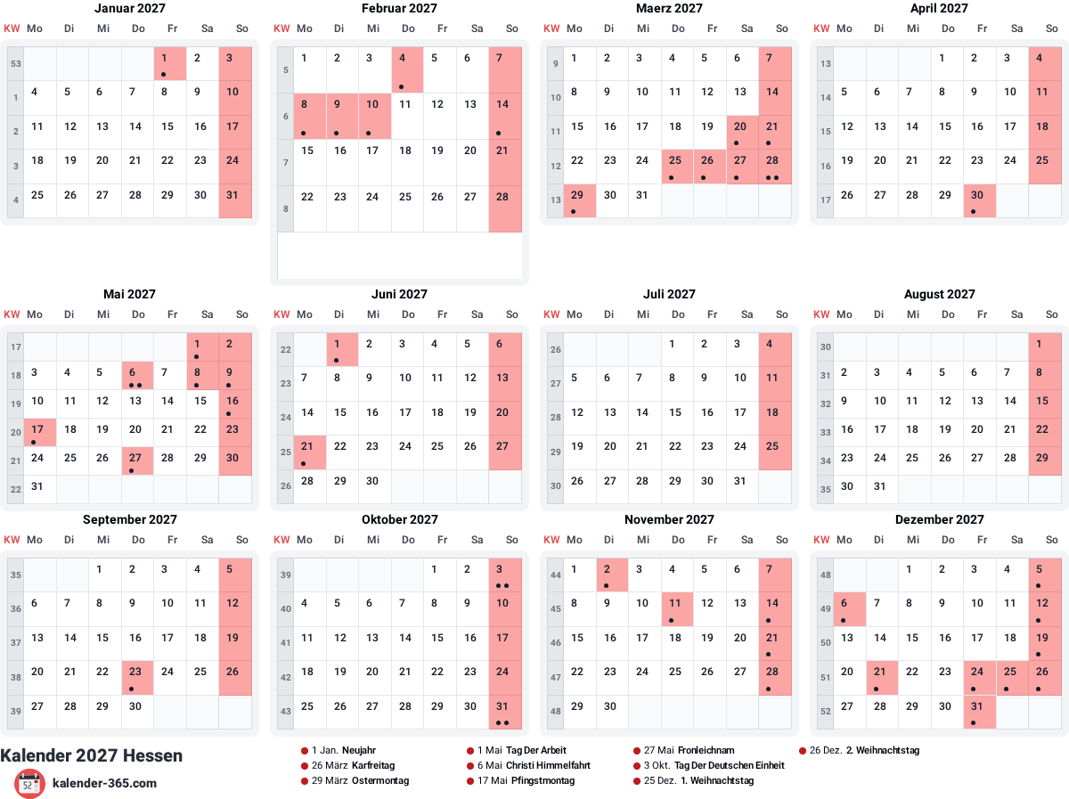 Vorschau des Kalenders