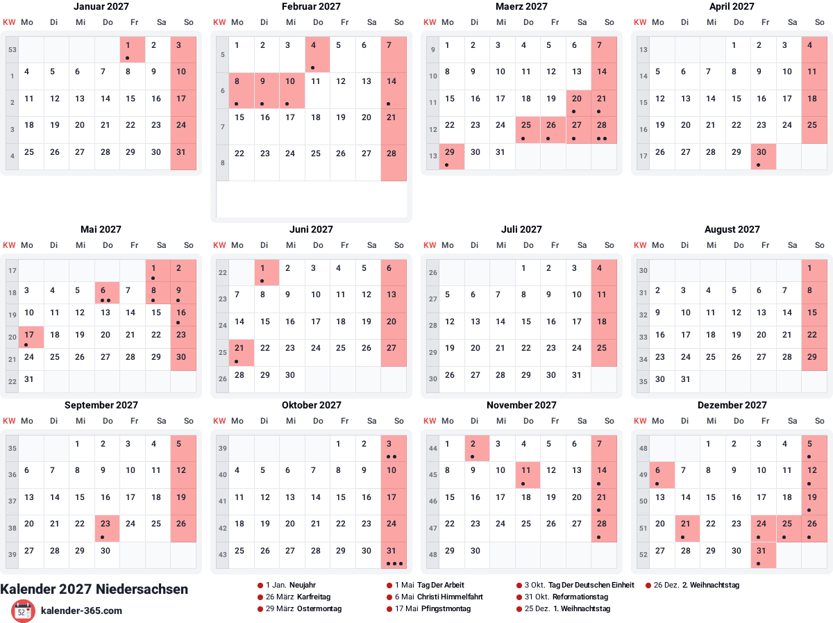 Vorschau des Kalenders