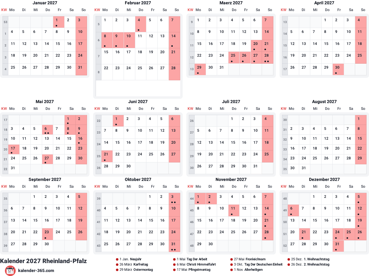 Vorschau des Kalenders