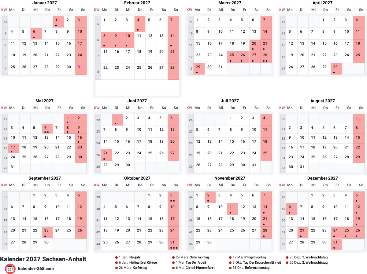 Vorschau des Kalenders