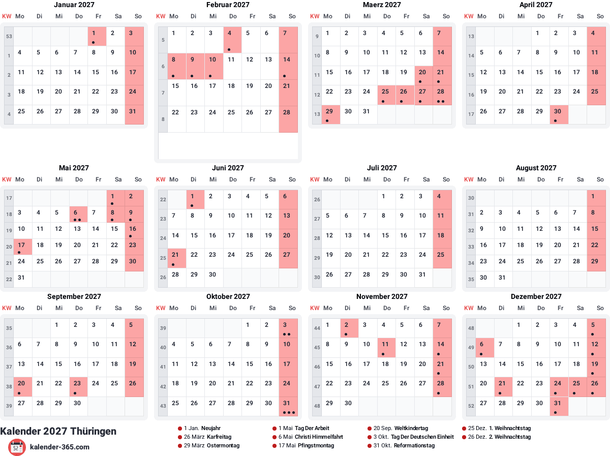 Vorschau des Kalenders