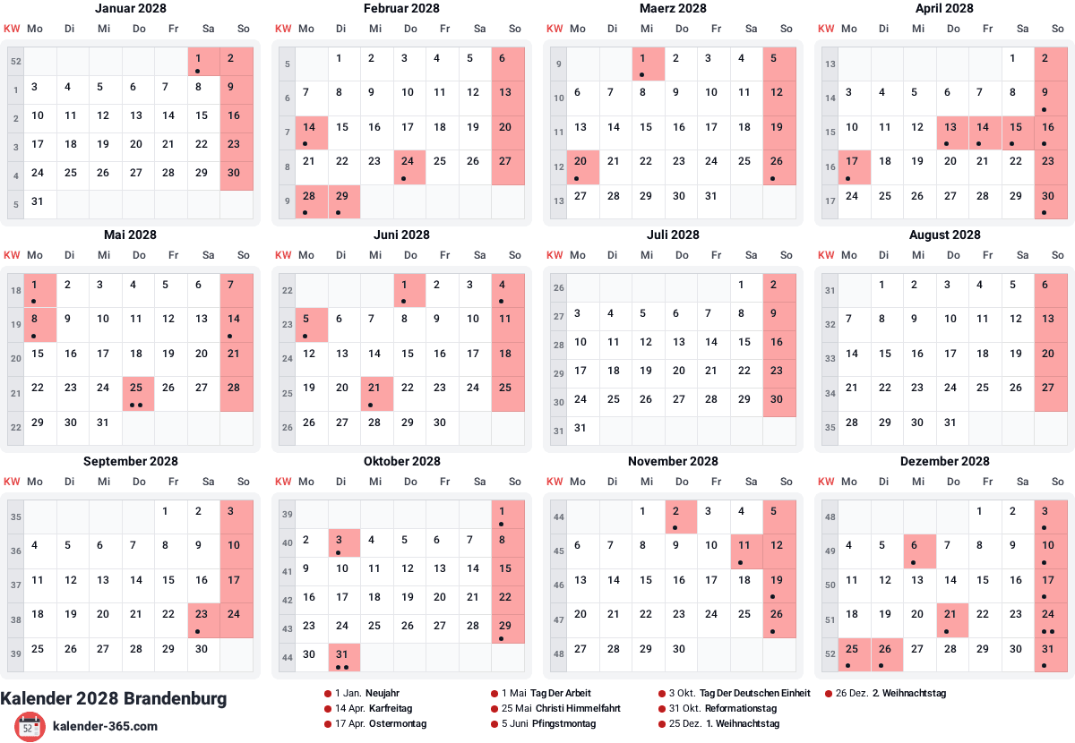 Vorschau des Kalenders