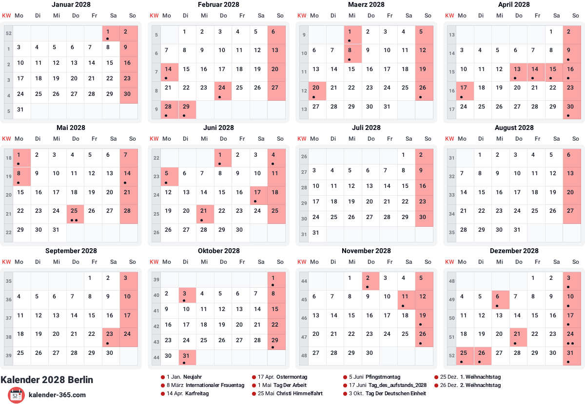 Vorschau des Kalenders