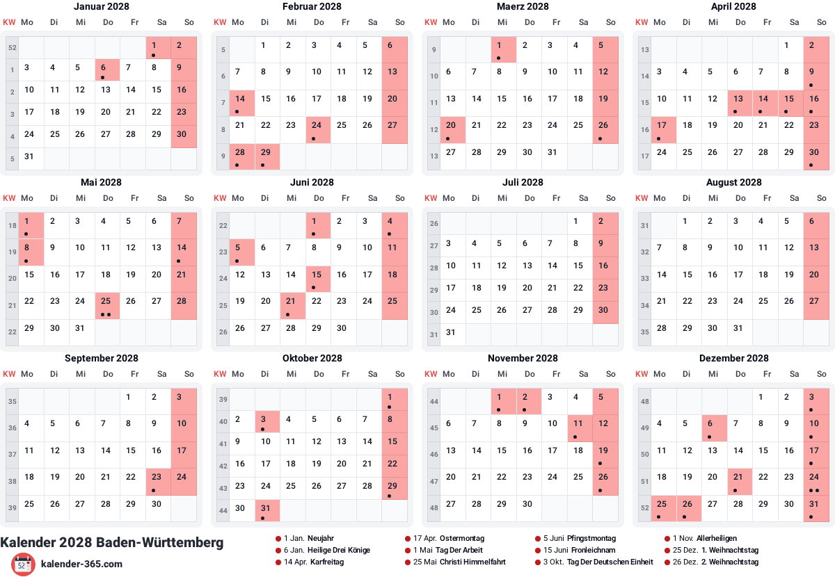 Vorschau des Kalenders