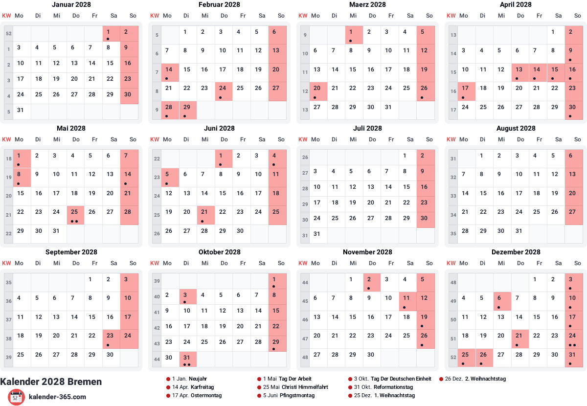 Vorschau des Kalenders