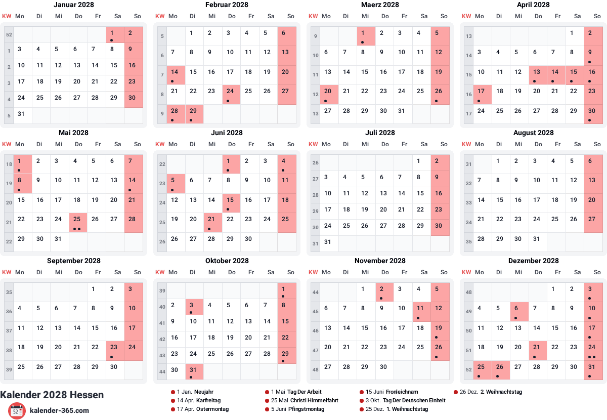 Vorschau des Kalenders