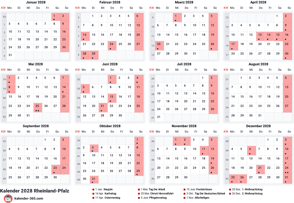 Vorschau des Kalenders