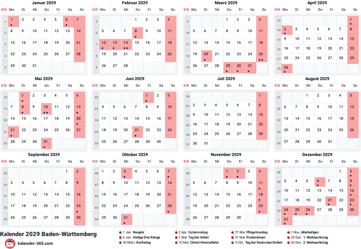 Vorschau des Kalenders