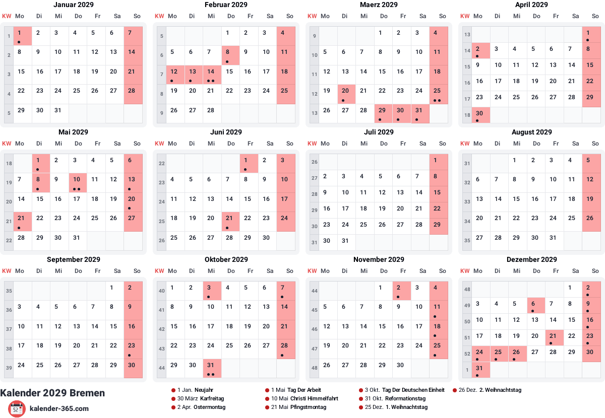 Vorschau des Kalenders