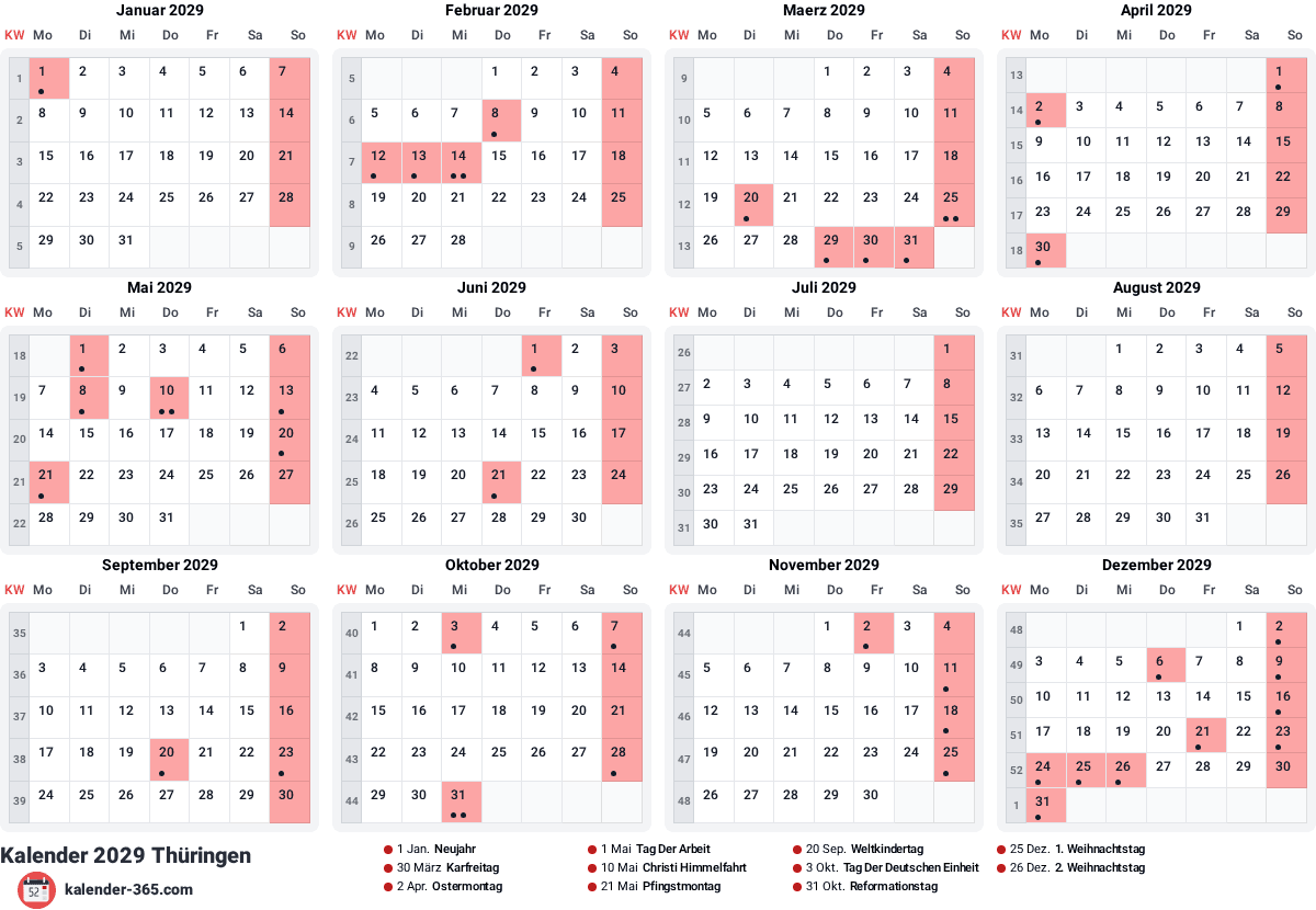 Vorschau des Kalenders