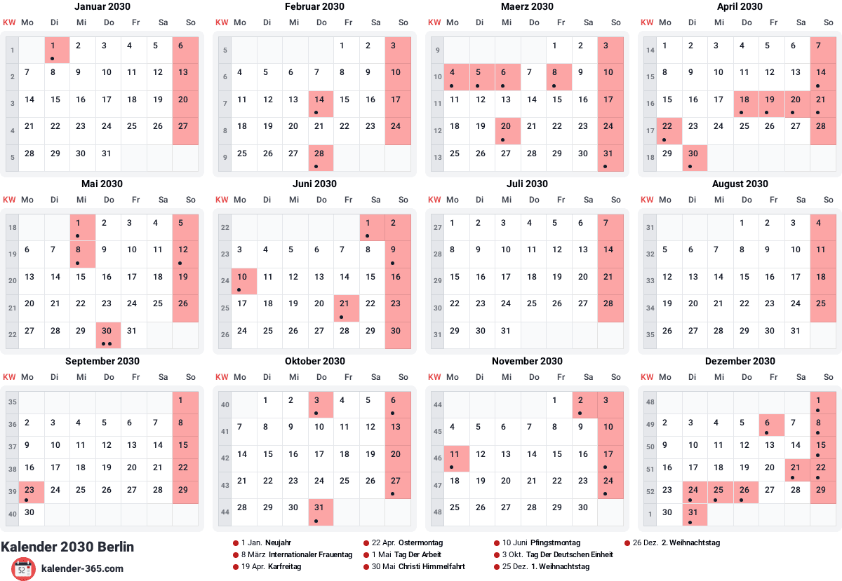 Vorschau des Kalenders