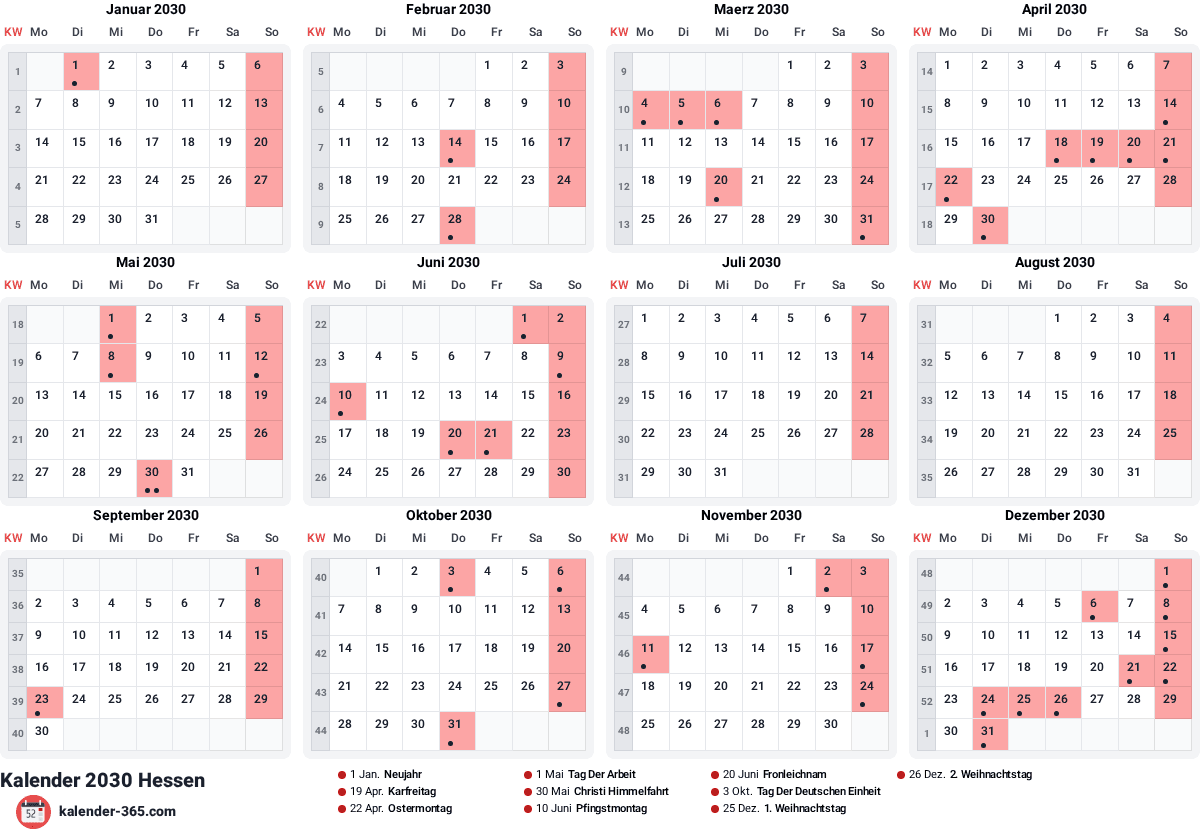 Vorschau des Kalenders