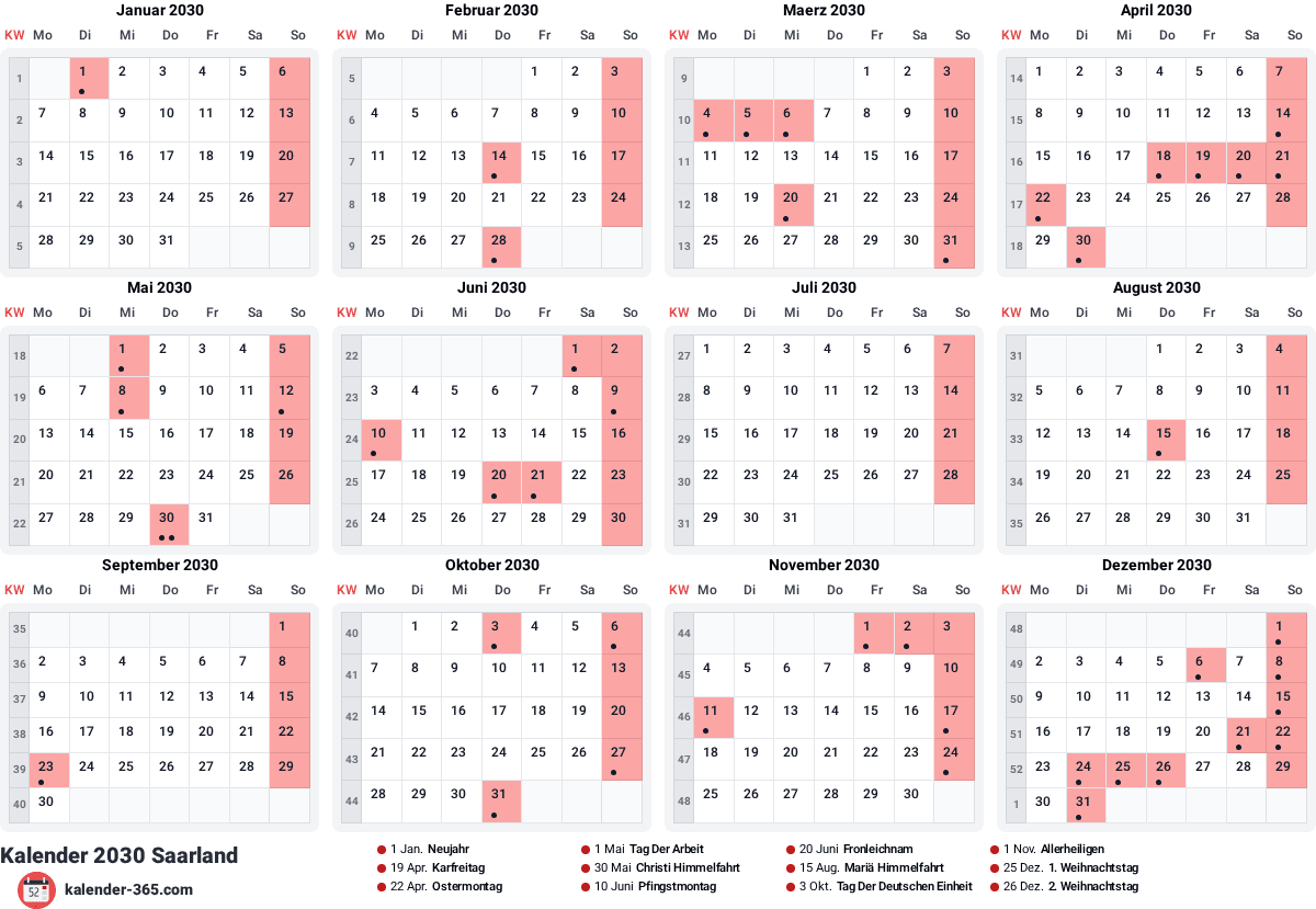 Vorschau des Kalenders
