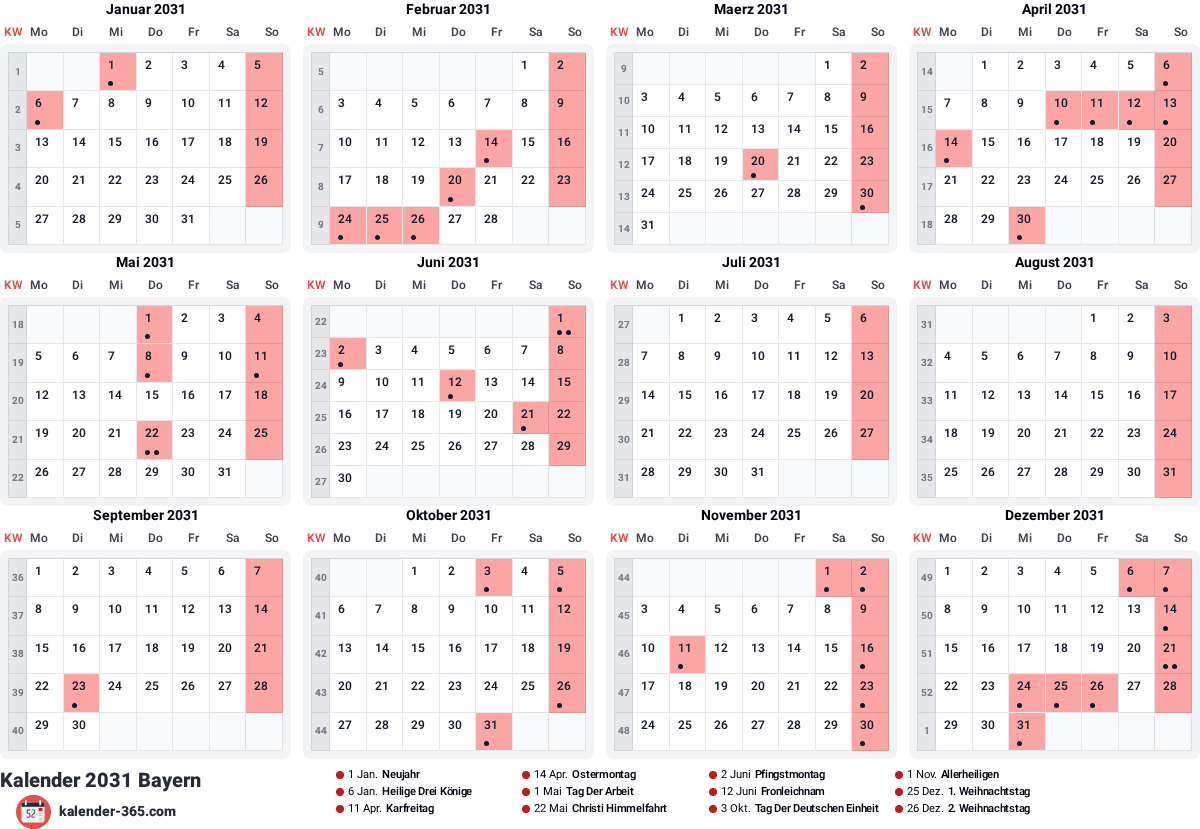 Vorschau des Kalenders