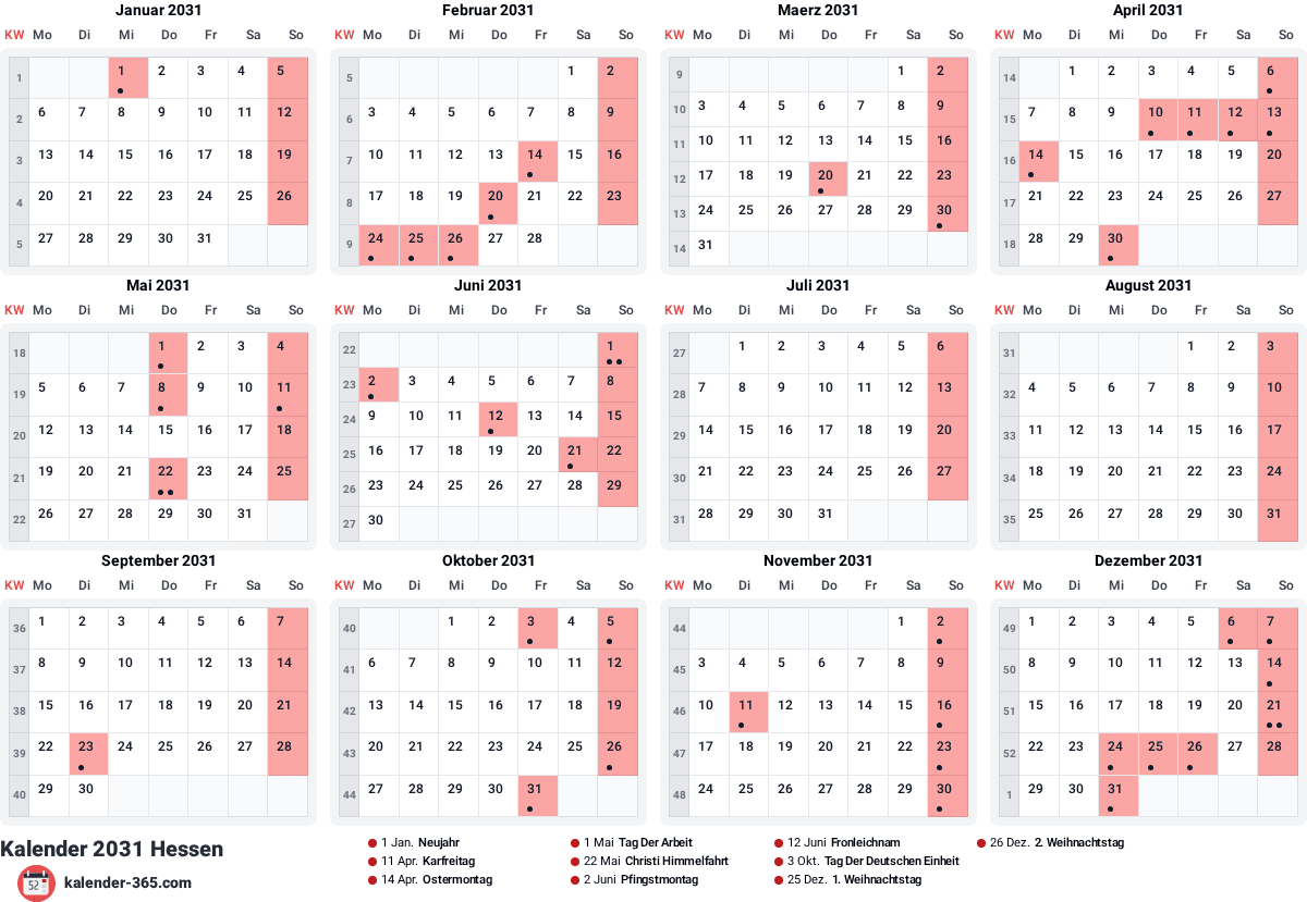 Vorschau des Kalenders