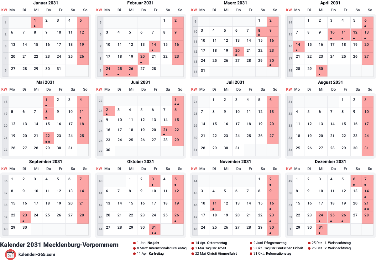 Vorschau des Kalenders