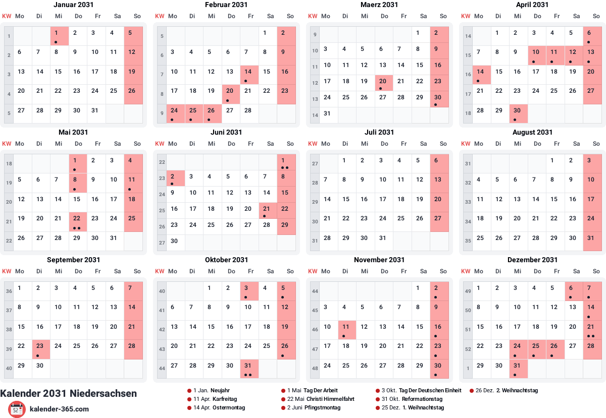 Vorschau des Kalenders