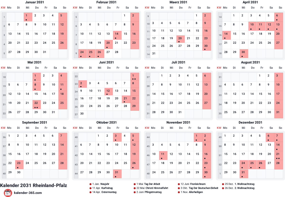 Vorschau des Kalenders