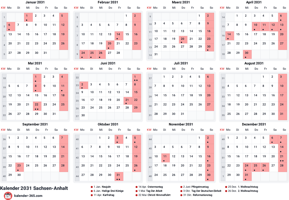 Vorschau des Kalenders