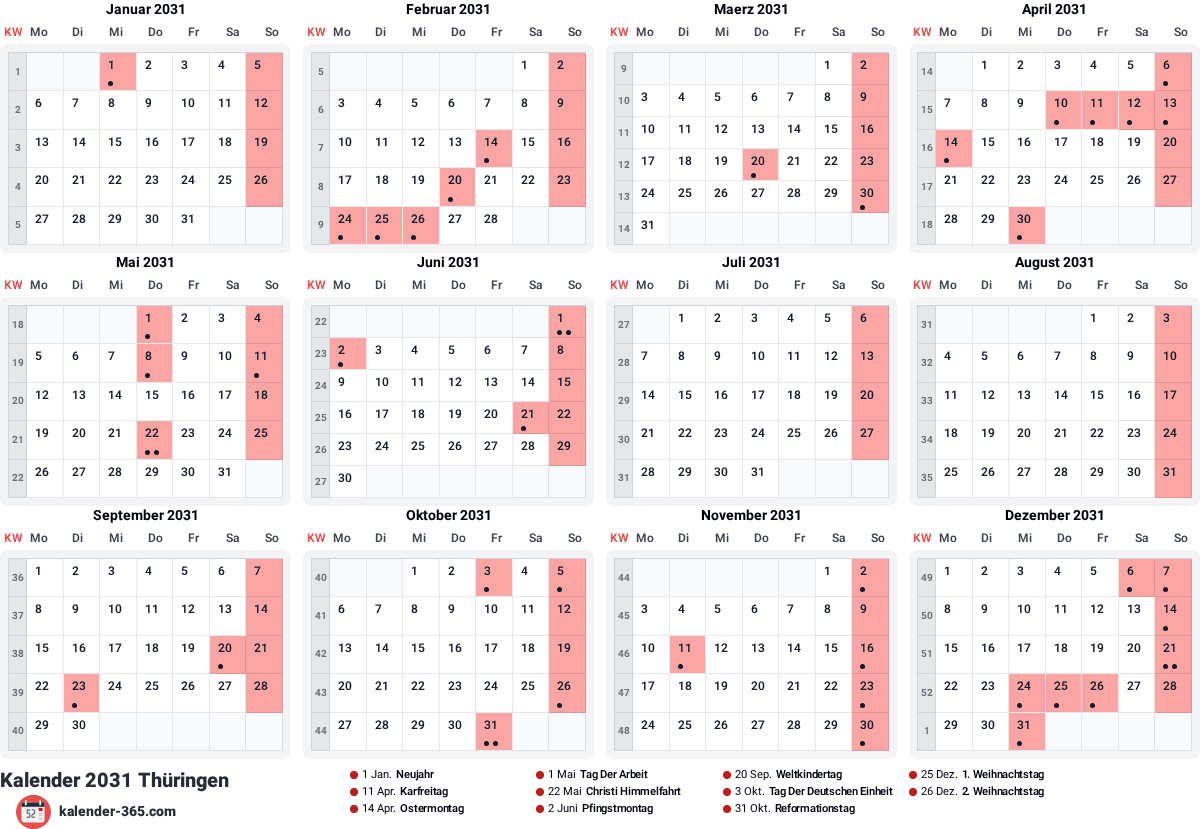 Vorschau des Kalenders