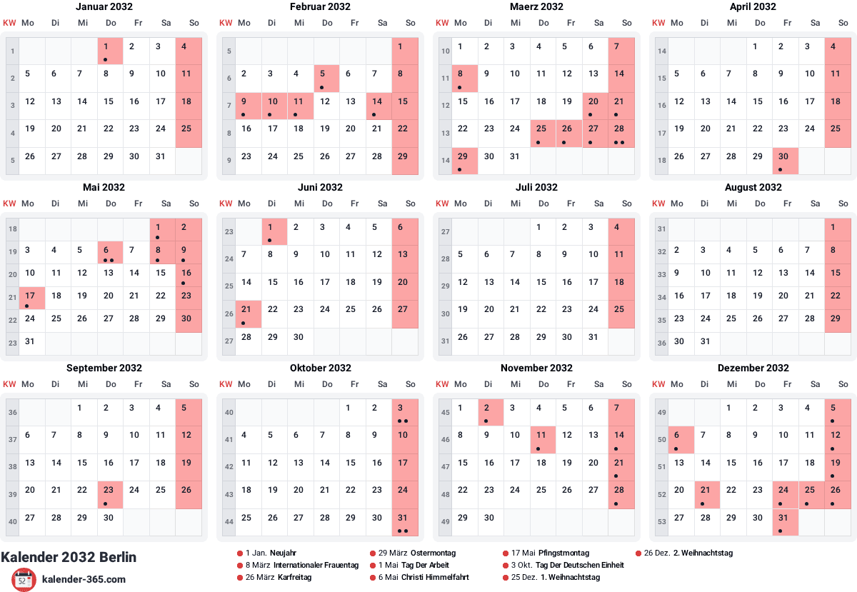 Vorschau des Kalenders