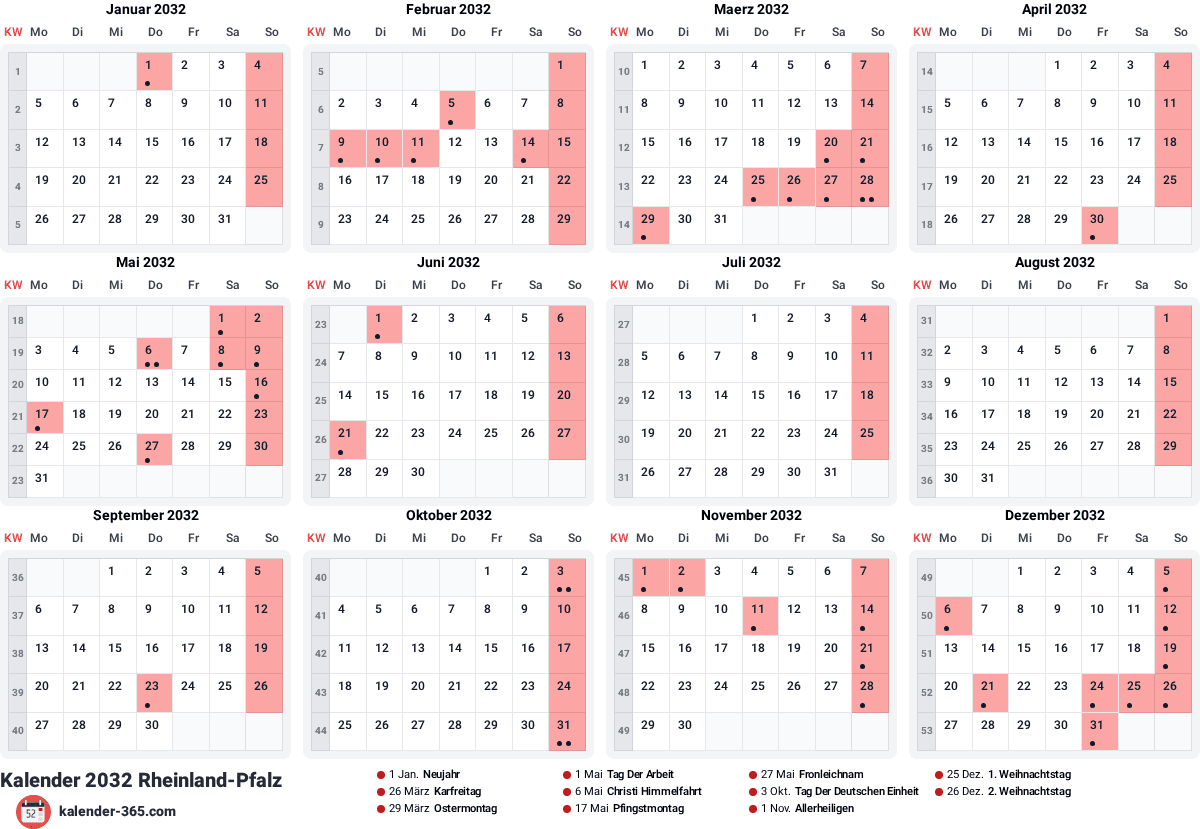 Vorschau des Kalenders