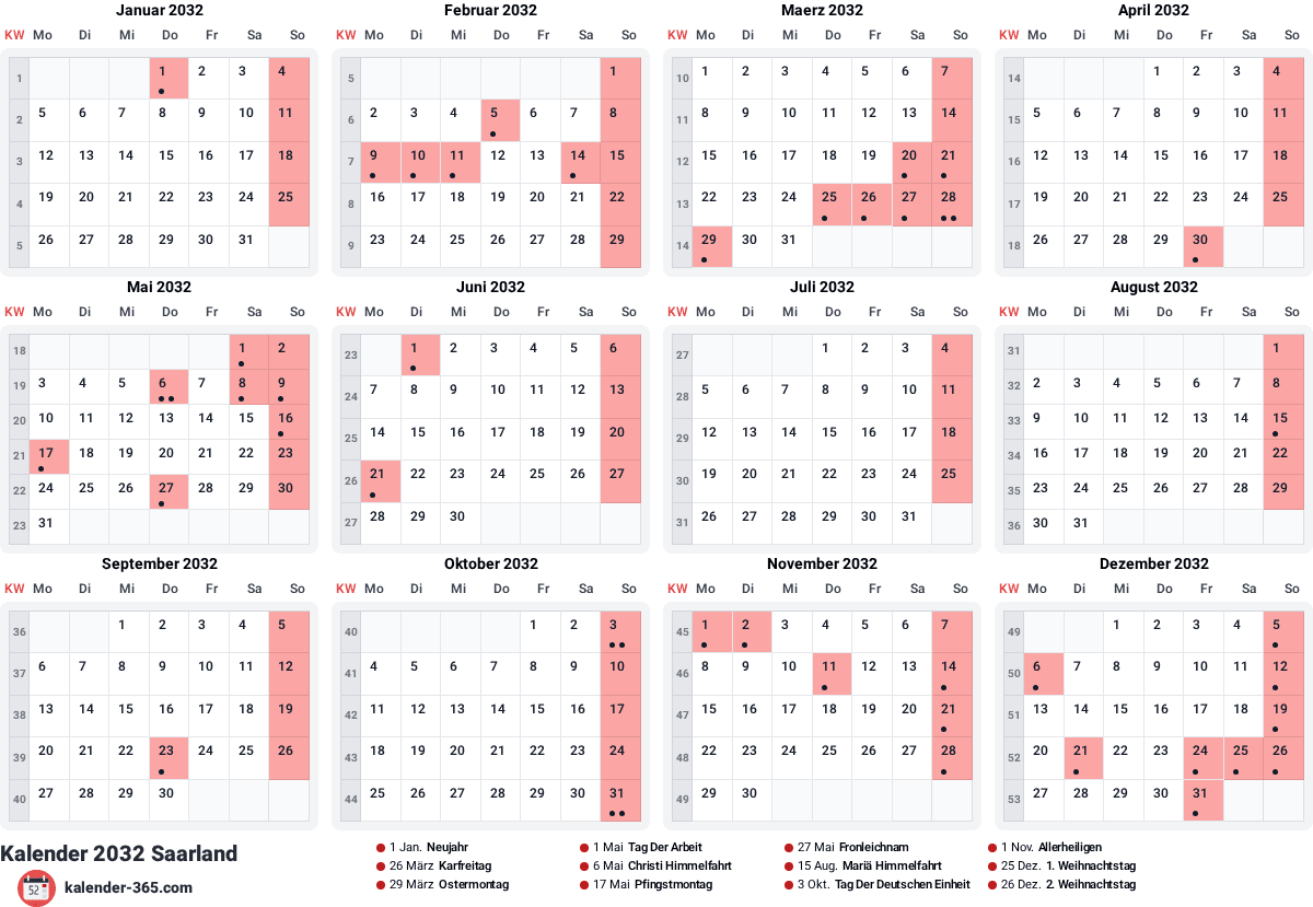 Vorschau des Kalenders
