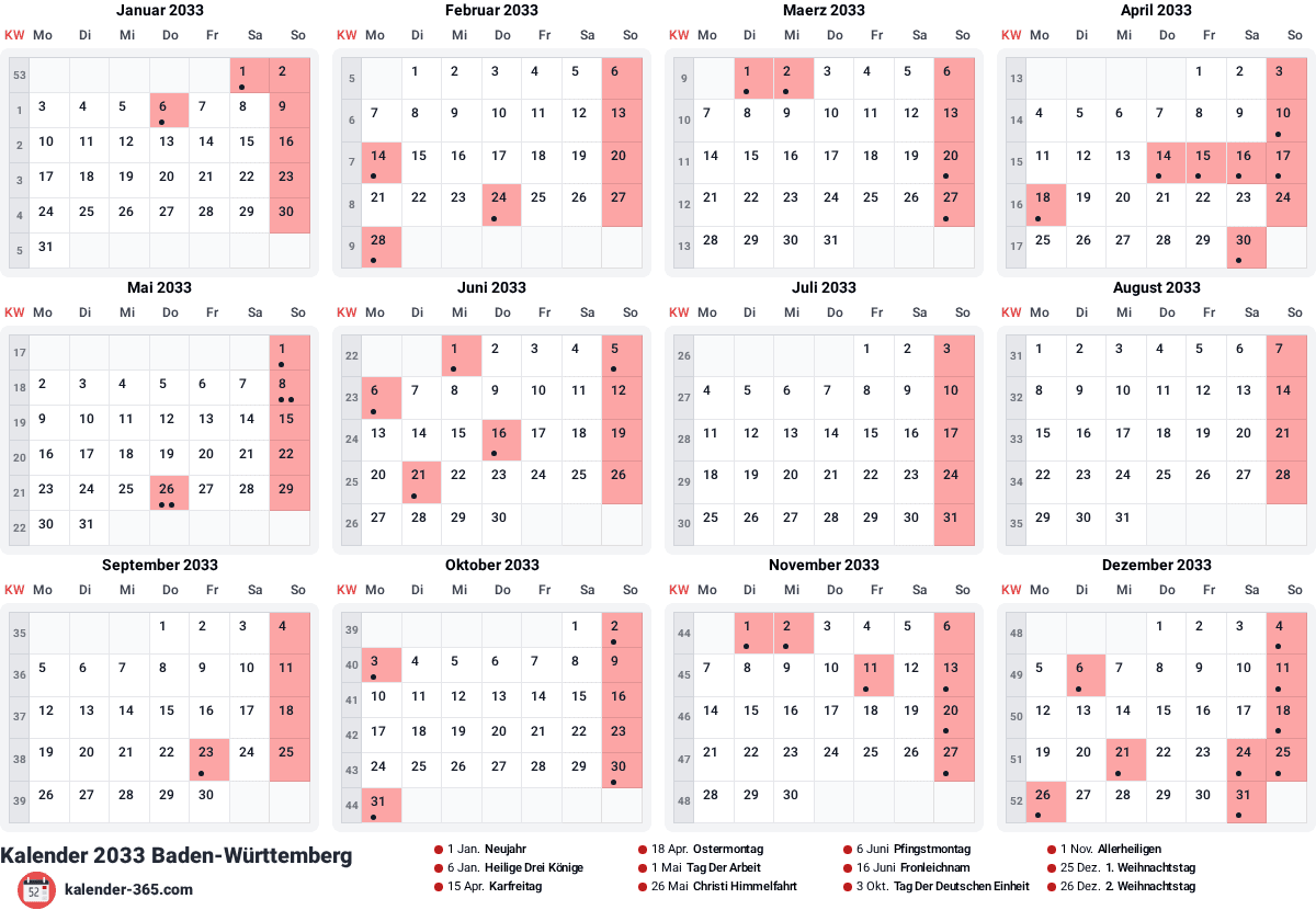 Vorschau des Kalenders